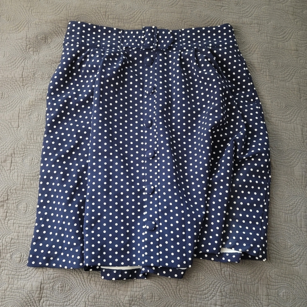 EUC 1X Modcloth Navy Polkadot Skirt